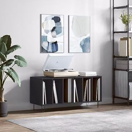 vidaXL Record Cabinet in Black MDF, W/D/H: 100 x 38 x 48 cm – 2