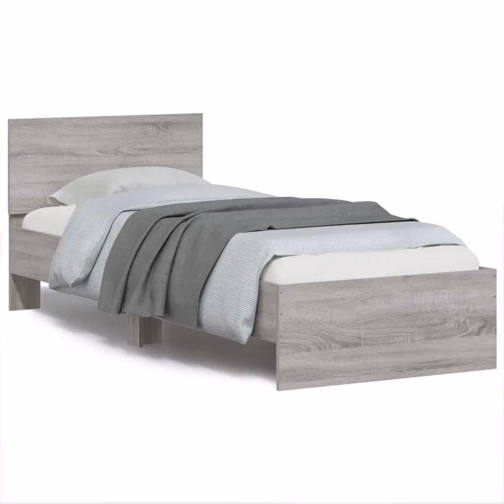 Berkfield Home Small Single Bed Frame with Headboard and Lift Up Base, Grey Sonoma, W/D/H: 75 x 190 cm – 2