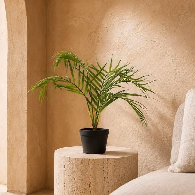 Leaf Design UK Realistic Green Artificial Palm Tree Tabletop Plant
