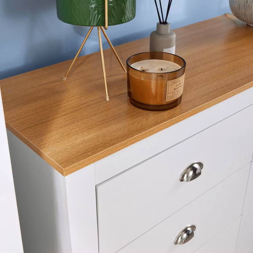 Home Source Modern 6-Drawer Wooden Chest in White and Grey with Soft-Close Drawers – 2