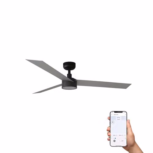 Netlighting Cruiser Smart LED Ceiling Fan, 132 cm, Matt Black and Aluminium