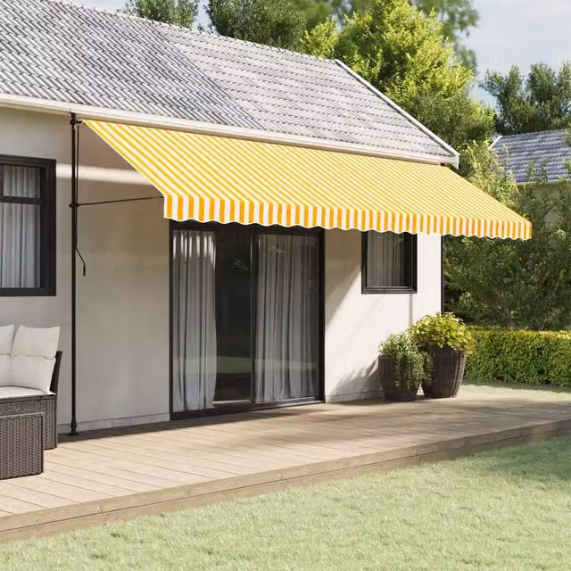 Berkfield Home Replacement Awning Valance Fabric, Yellow and White Stripe, 5 m – 1
