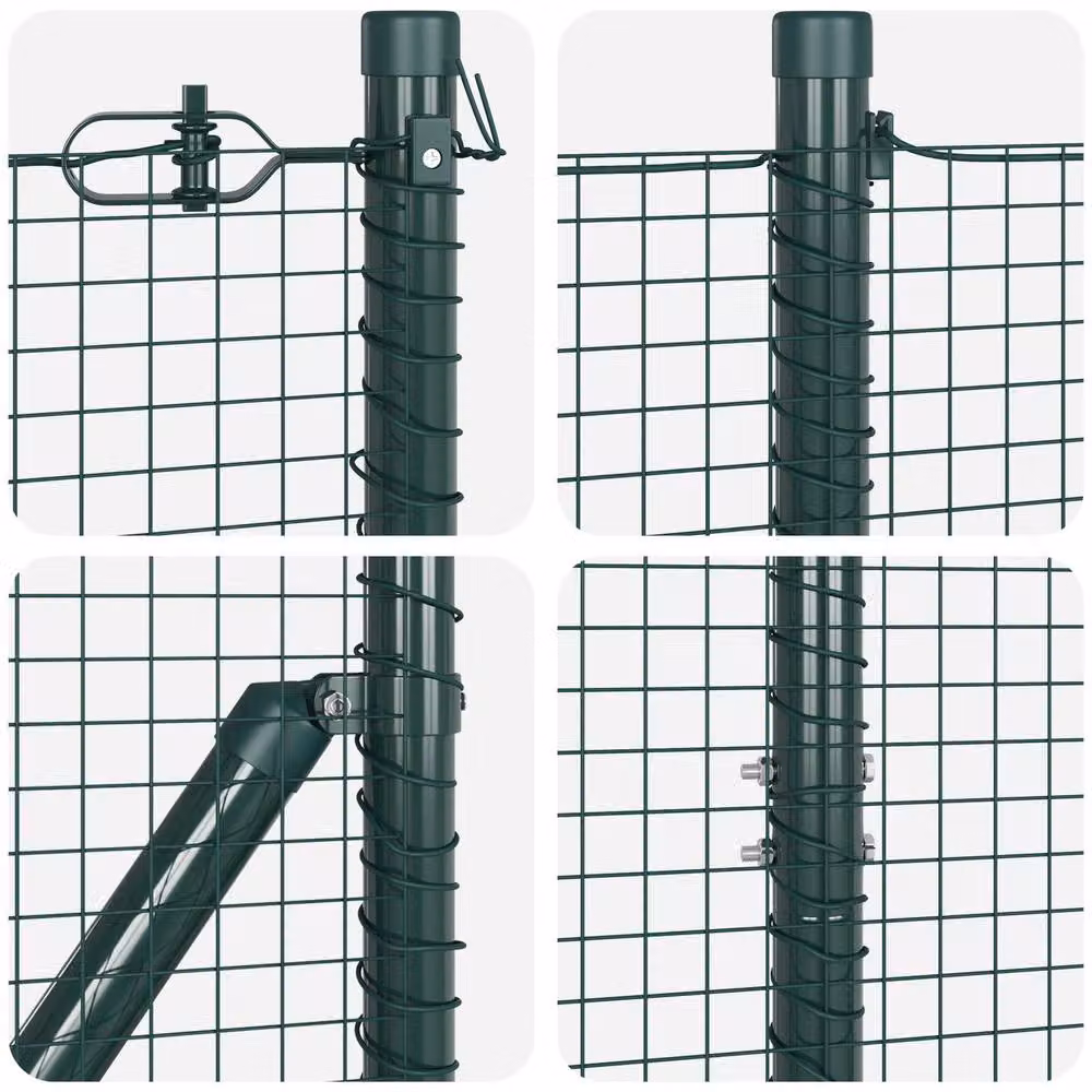Berkfield Home Green PVC Coated Steel Welded Wire Fence with 13 Round Spike Posts, W: 25 m, H: 1.5 m – 5