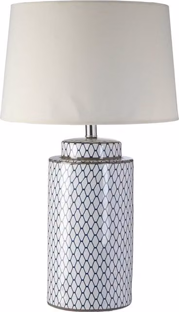 Orsina Ceramic Table Lamp by Interiors by Premier with Cream Fabric Shade in White and Beige