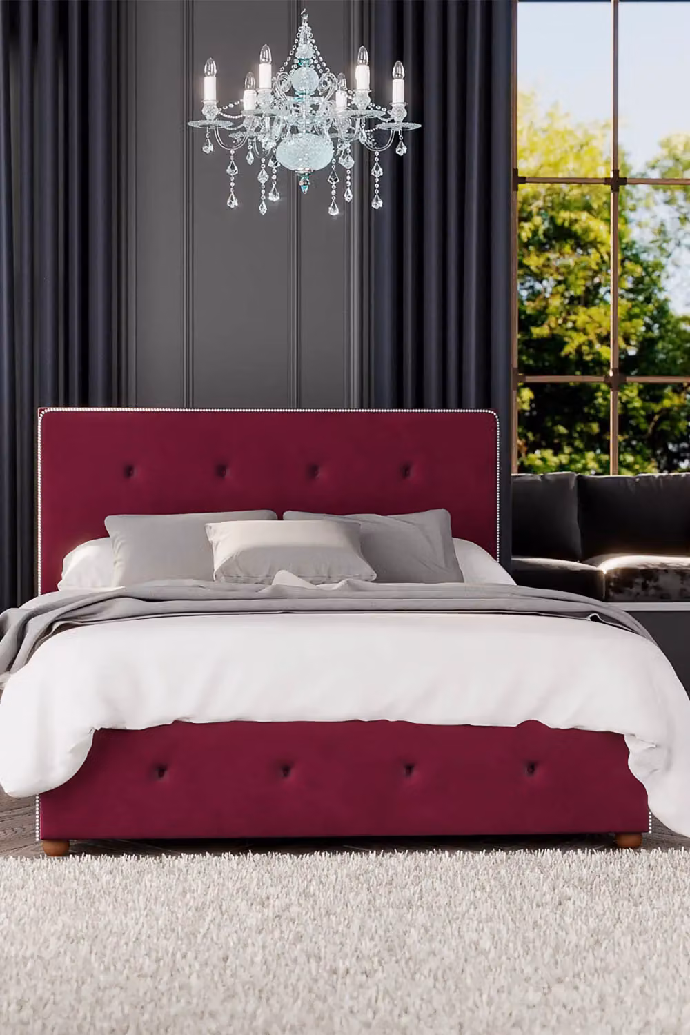 Laurence Llewelyn-Bowen Hesper Ottoman Storage Bed in Purple Plush Velvet Fabric, Super King, W: 200 cm x D: 200 cm – 2