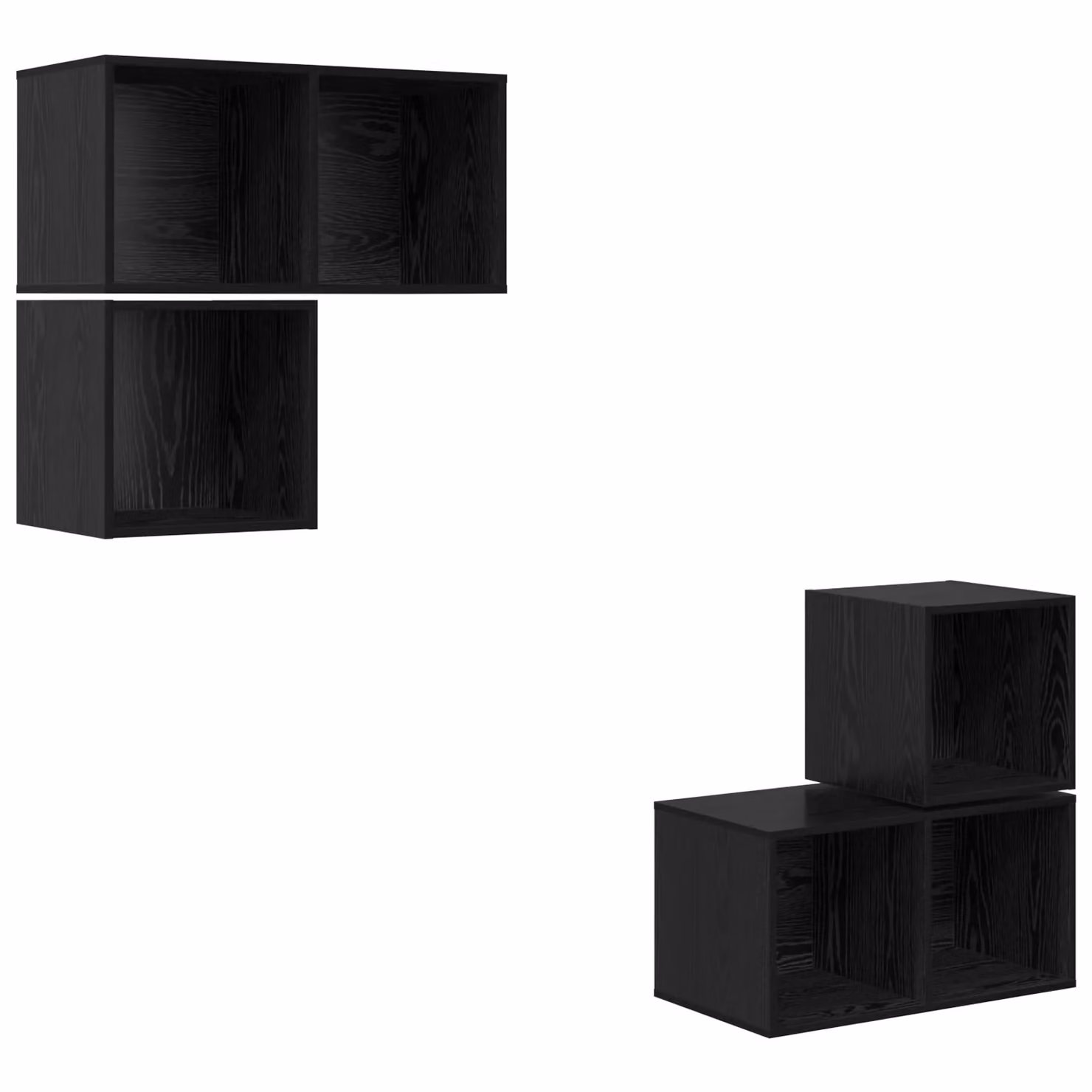 Berkfield Home 4-Piece Modern Wall-Mounted TV Cabinet Set in Black Oak, W/D/H: 37 x 37 x 72 cm – 2