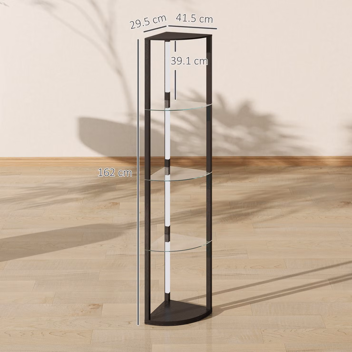 HOMCOM Dimmable LED Floor Lamp with Shelves and Foot Switch, Black – 3