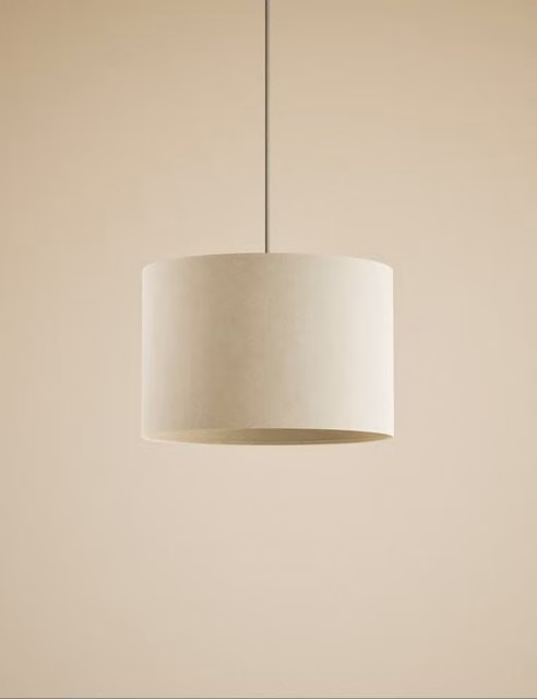 M&S Minimalist Cylinder Fabric Lamp Shade in Beige
