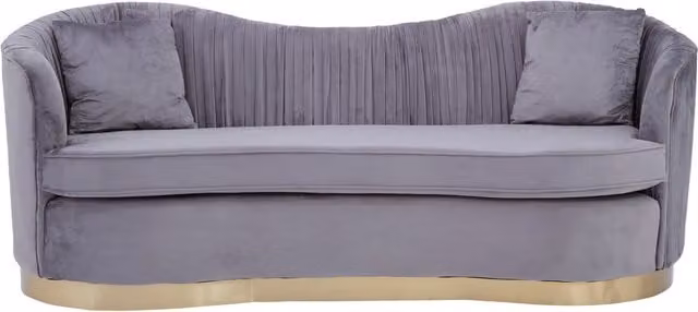 Fifty Five South Franza 3 Seat Pleated Velvet Sofa in Grey and Gold