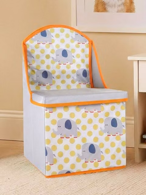 Orsina Elephant Design Kids Storage Seat in Grey and Orange