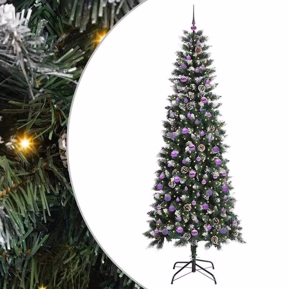 Berkfield Home Artificial Christmas Tree with 300 LEDs, Green, W/D/H: 96 x 96 x 240 cm – 2