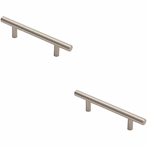 Loops 2 Pack Round T-Bar Cabinet Pull Handles in Satin Nickel, W/D/H: 15.6 x 1.2 x 0.96 cm