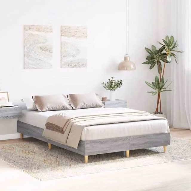 Berkfield Home Durable Bed Frame in Grey, W/D/H: 140 x 190 cm