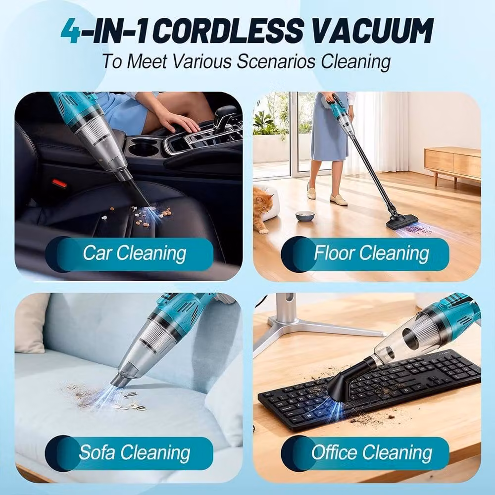 Ventryn Cordless Handheld Car Vacuum Cleaner with 2 Rechargeable Batteries in Turquoise – 4