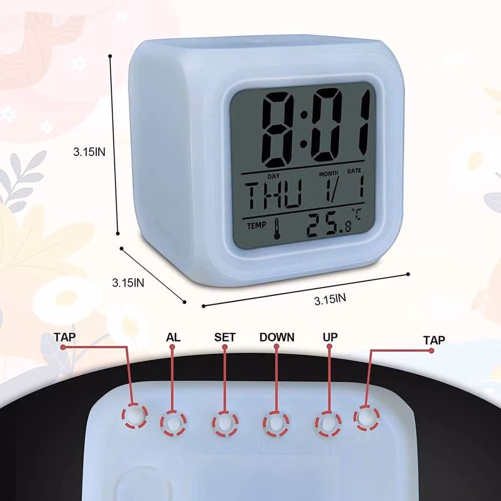 SPETLEK 7 Multi Colour Changing Digital LED Alarm Clock in White – 2