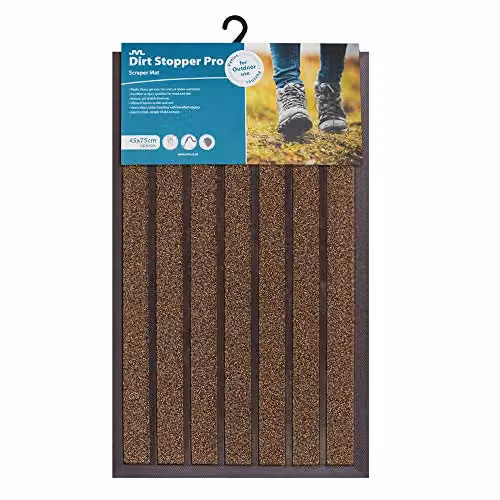 JVL Dirt Stopper Pro Rectangular Entrance Door Mat, Brown, W/D/H: 75 x 45 x 5 cm