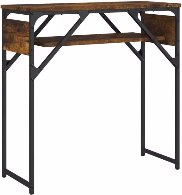 Berkfield Home Console Table with Shelf in Smoked Oak and Brown, W/D/H: 75 x 30 x 75 cm – 1