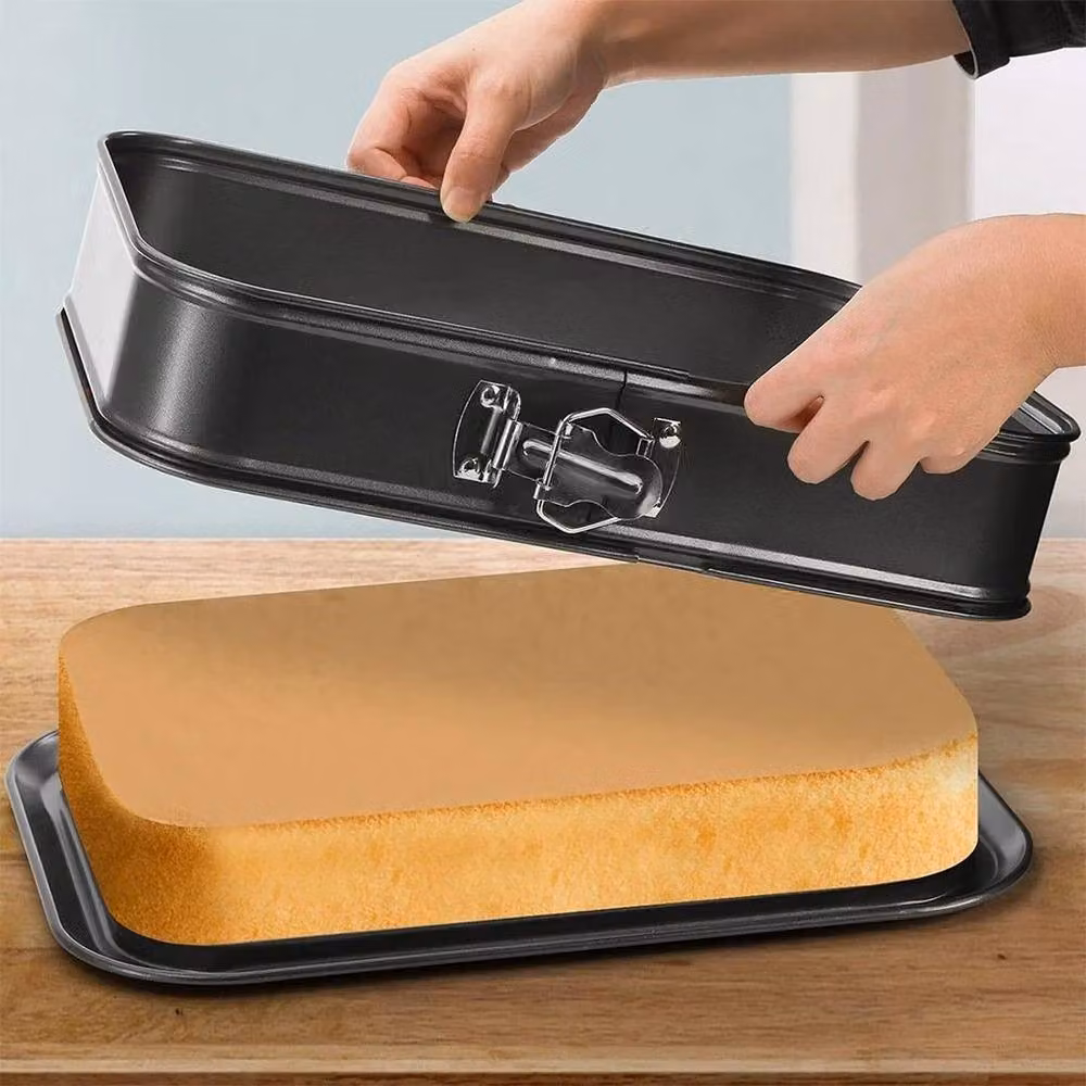 PAWNORA Non-Stick Rectangular Springform Cake Tin with Loose Base, Black, W: 32.7 cm, D: 23 cm, H: 7 cm – 5