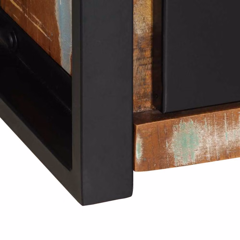 Berkfield Home Industrial TV Cabinet in Brown and Black Reclaimed Solid Wood and Metal, W/D/H: 100 x 30 x 25 cm – 6