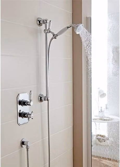 Clifton Chrome Concealed Mixer Shower with Wall Hung Slide Rail Kit in Silver