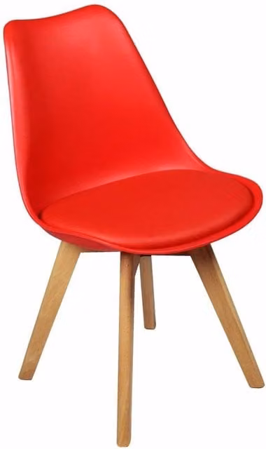 SPETLEK Dining Chairs by Charles Jacobs in Red with Beech Wood Legs