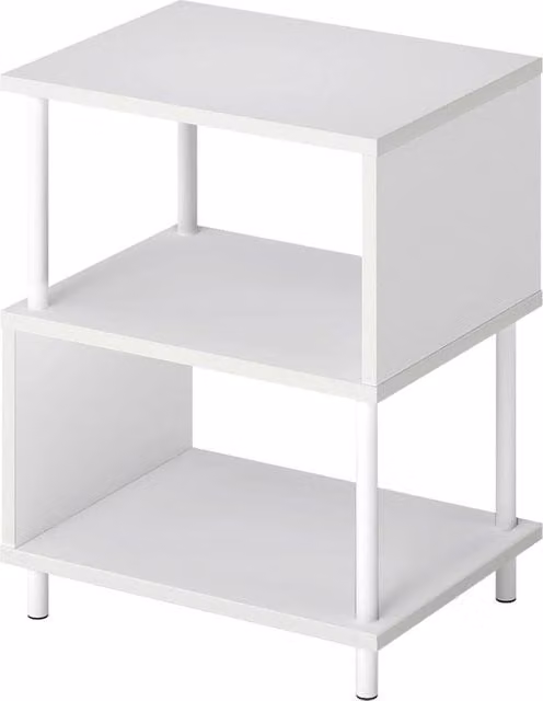 VOGREX 3-Tier Modern White Storage Side End Table W/D/H: 40 x 30 x 50 cm