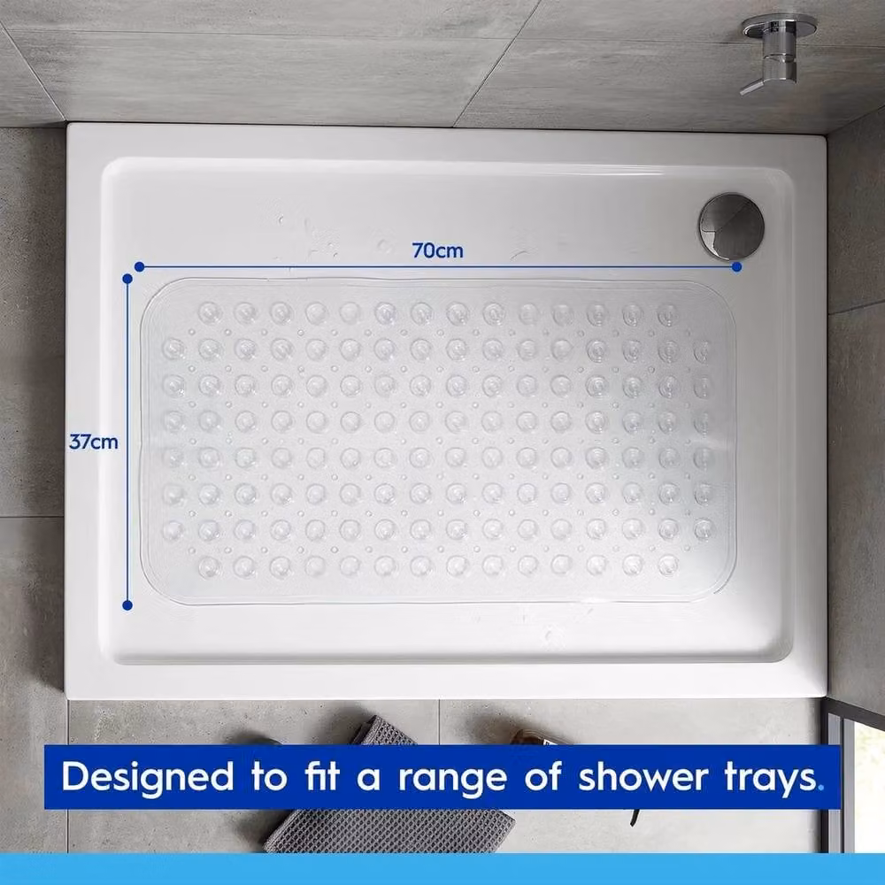 NESTLUNE Non-Slip Antibacterial and Mould-Resistant Shower Mat, Transparent, W: 70 cm, D: 37 cm – 2