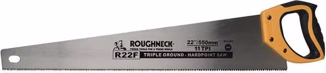 Roughneck R22F Hardpoint Handsaw, 550 mm, 11 TPI, Yellow