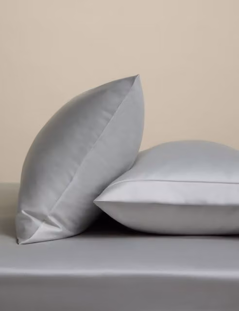 M&S Egyptian Cotton 230 Thread Count Mako Satin Silky Pillowcases in Grey