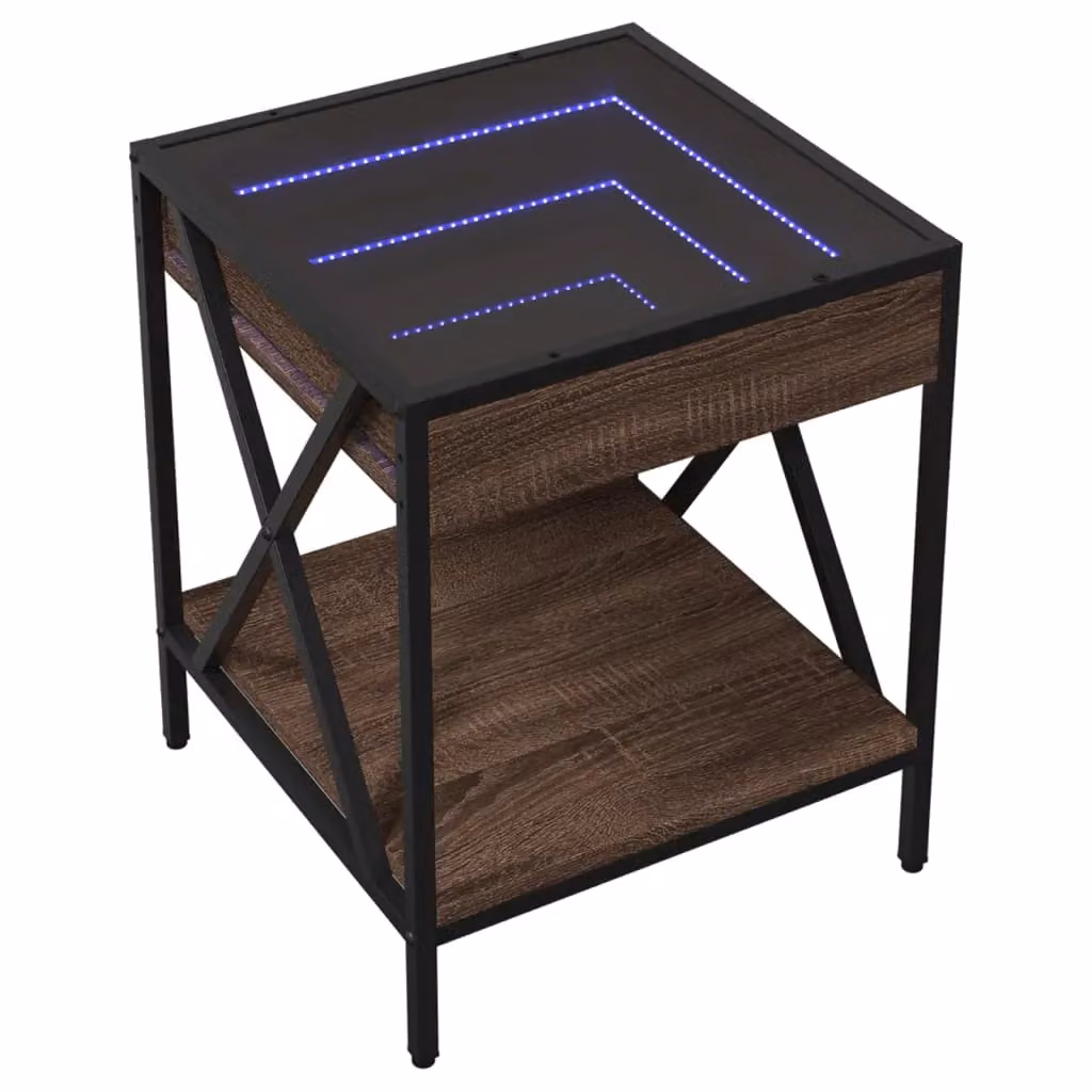 Berkfield Home Infinity LED Coffee Table in Brown Oak, W/D/H: 40 x 40 x 49 cm – 3