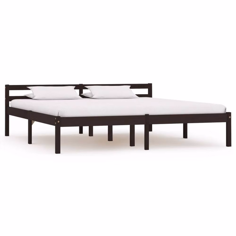 Berkfield Home Modern Bed Frame in Dark Brown Solid Pine Wood, W: 160 cm, D: 200 cm, H: 60 cm – 2