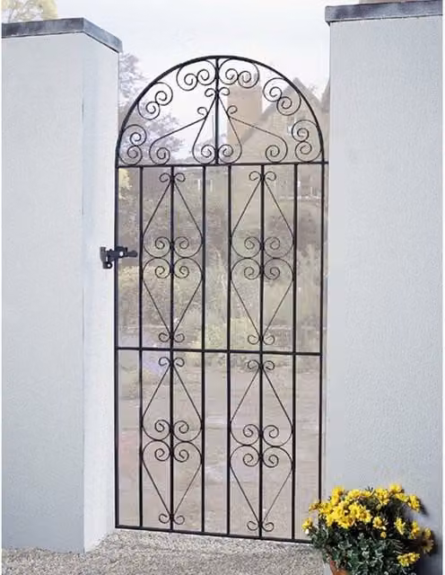 Burbage Iron Craft Stirling Scroll Tall Bow Top Single Gate in Black, W: 91.4 cm, H: 183.0 cm