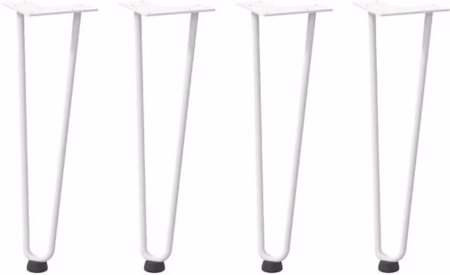 Berkfield Home Hairpin Table Legs, 4 Pieces, Matt White Solid Steel, Height: 42 cm
