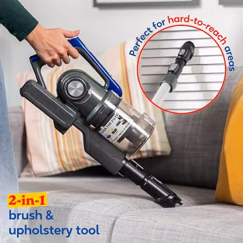 Russell Hobbs RHHS4101 Glide Pro Plus 2-in-1 Cordless Stick Vacuum Cleaner, Grey and Blue, 350W, 25.2V, 50 Minute Run Time, 22kPa Brushless Motor, Bagless with Washable Filter for Pet Hair and Carpets – 6