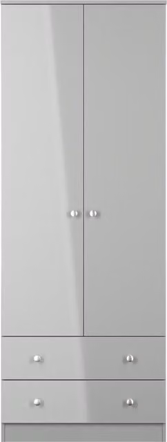 2 U Newlyn Ready Assembled 2 Door 2 Drawer Wardrobe in Dark Grey – 1