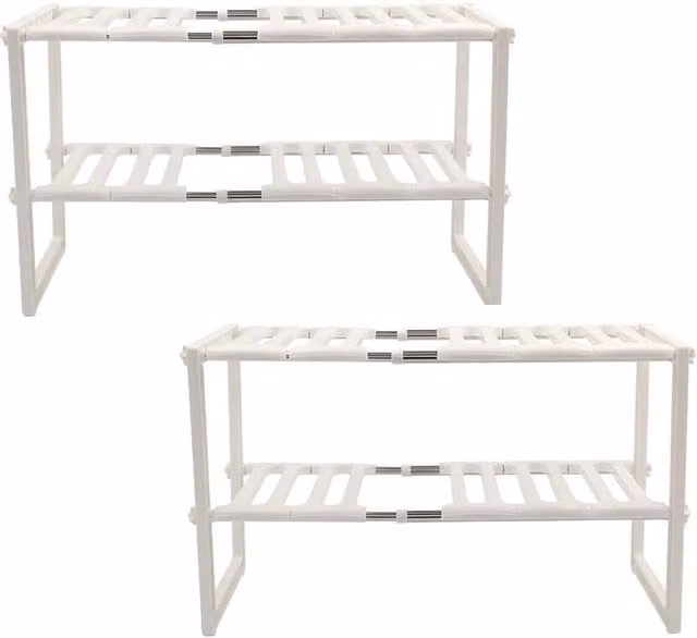 Kelvenix Multipurpose Under Sink Storage Caddy Rack, 2 Pack, White – 1