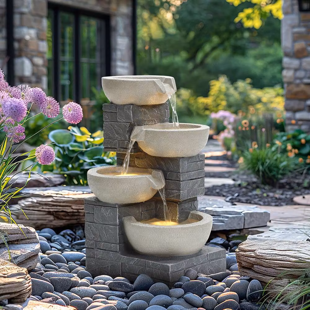 Charles Bentley 4 Tier Cascading Mains Water Feature in Grey – 2