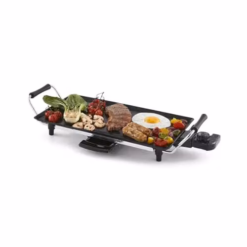 Geepas Electric Teppanyaki Table Top Grill and Griddle with Non-Stick Coating and Adjustable Thermostat, Black – 1