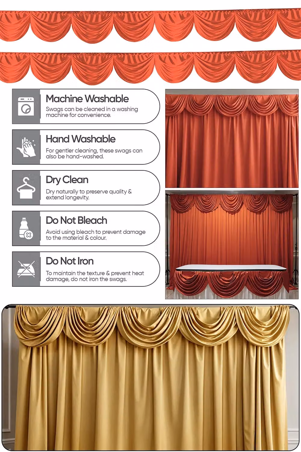 Neel Blue Red Ice Silk Detachable Swag Curtain Panel Backdrop