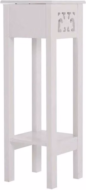FLAVORA Tall White Sofa Side Table and Bedside Table, H 100 x W 15 x D 15 cm