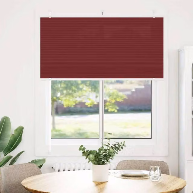 Berkfield Home Single Pleat Corded Blind in Bordeaux Red, W: 120 cm, H: 100 cm, Polyester Fabric