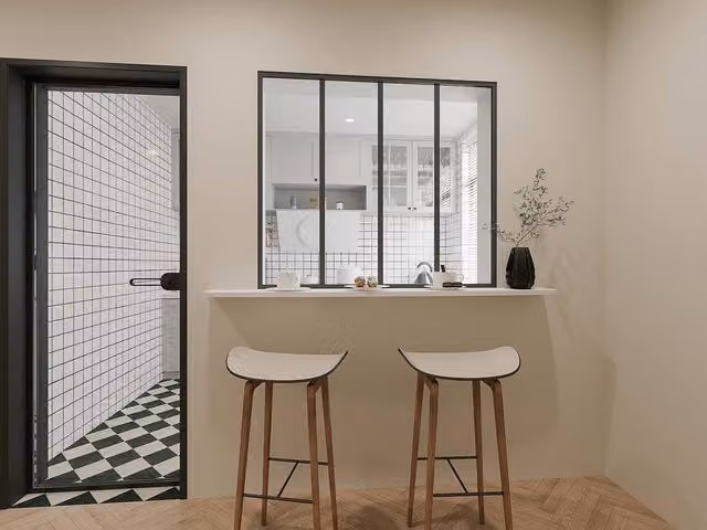 Vente-unique Powder-Coated Aluminium and Glass Partition, Black, W: 120 cm, H: 105 cm