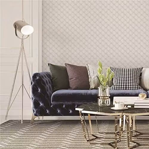 Debona Fabric Touch Geometric Diamond Textured Vinyl Wallpaper in Silver Grey