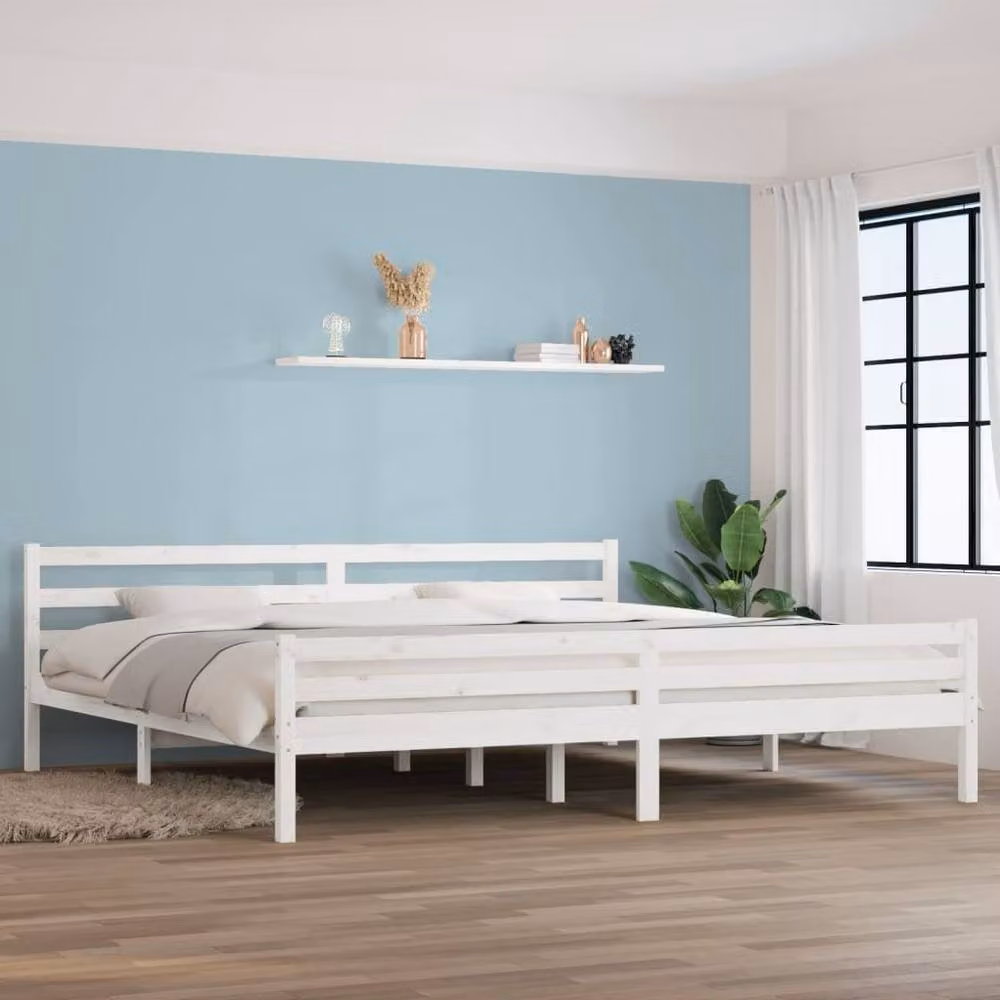 Berkfield Home White Solid Pine Wood Bed Frame W/D/H: 200 x 200 cm – 2