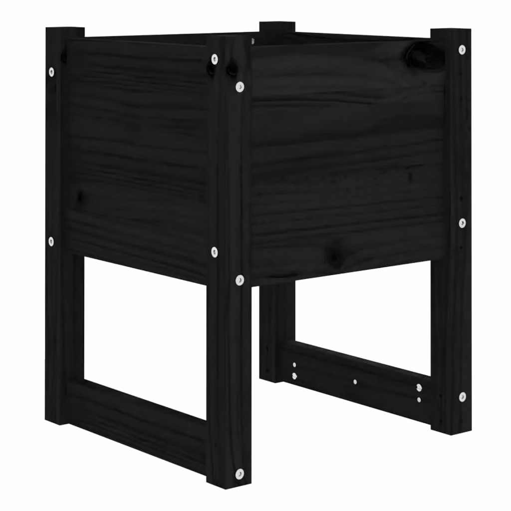 Berkfield Home Black Solid Wood Pine Planter W/D/H: 40 x 40 x 52.5 cm – 2