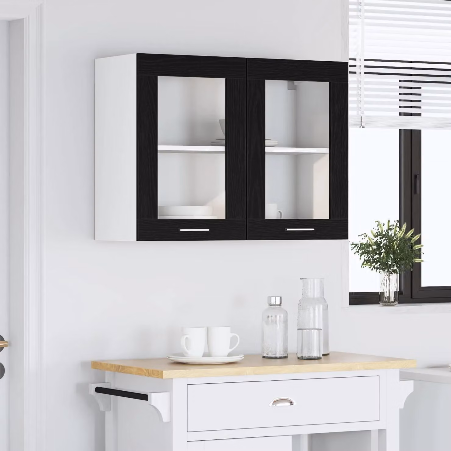 Berkfield Home Black Modern Wall Mounted Glass Cabinet with Internal Shelves W/D/H: 80 x 31 x 60 cm – 3