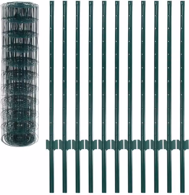 Berkfield Home Euro Fence Green PVC-Coated Steel Fencing, W: 20 m, H: 1 m
