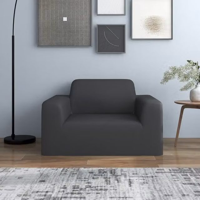 Berkfield Home Stretch Couch Slipcover in Anthracite Black Polyester Jersey