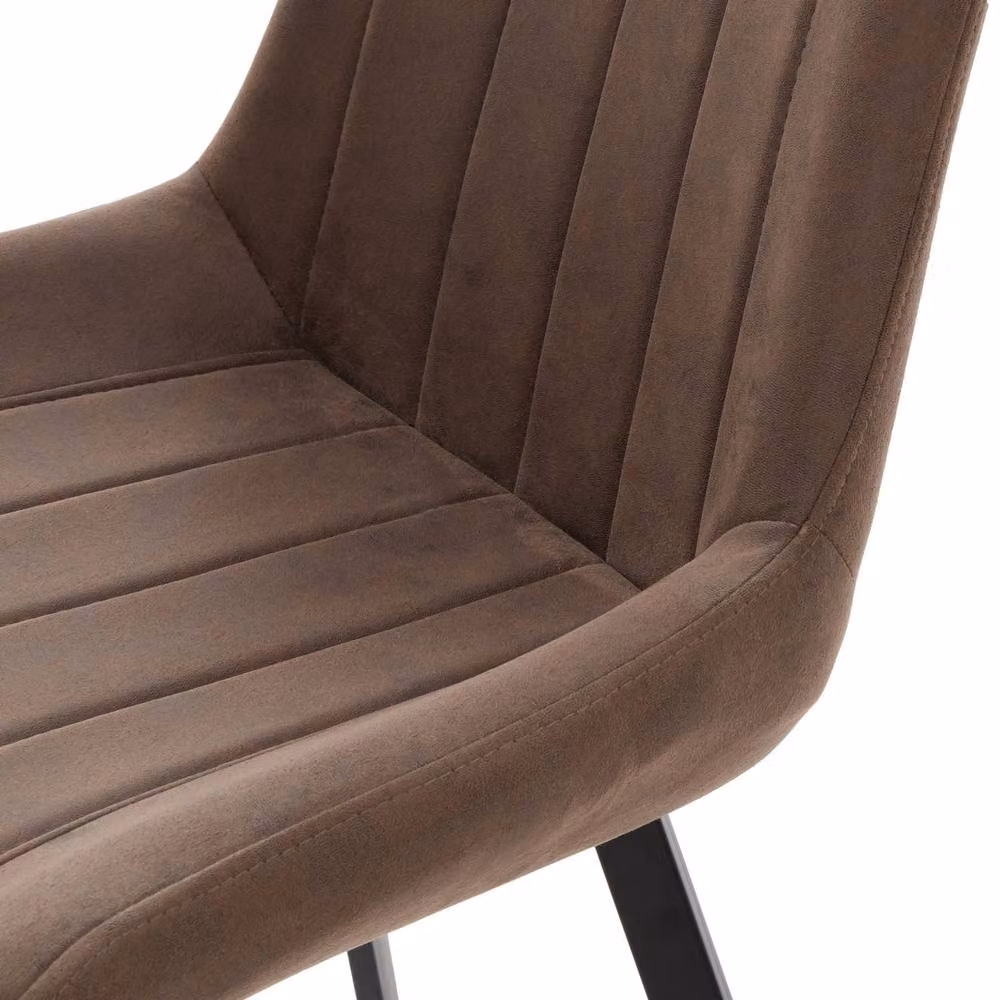 Wyld Haus Montagny Dining Chair in Brown Ribbed Synthetic Leather – 4