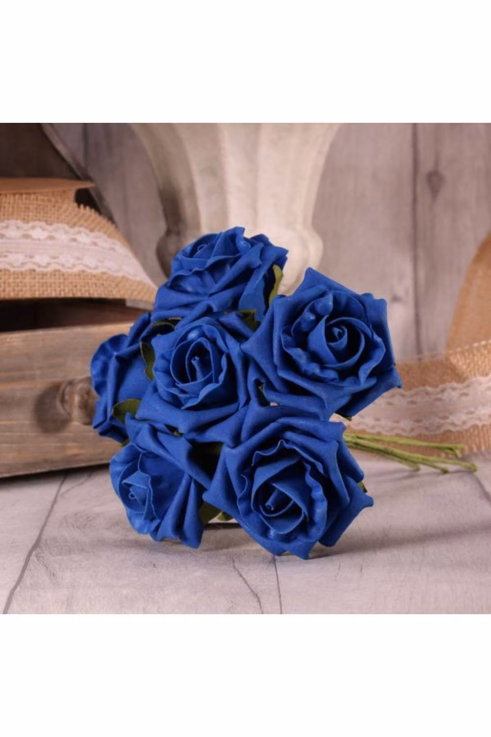 KDMD Pack of 3 Royal Blue Foam Tea Roses for Weddings – 2